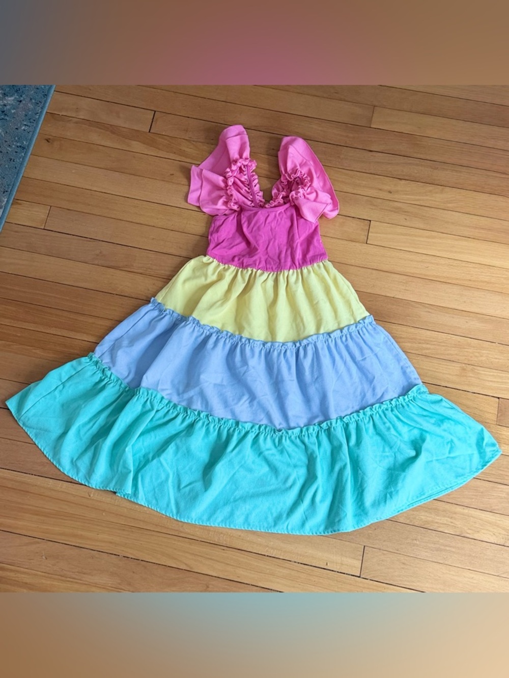 Girls Colorblock Ruffle Tiered Maxi Dress - 9Y